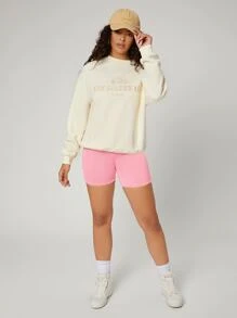 SHEIN EZwear 素色高腰騎行短褲 - 淺粉色 - 查看 4