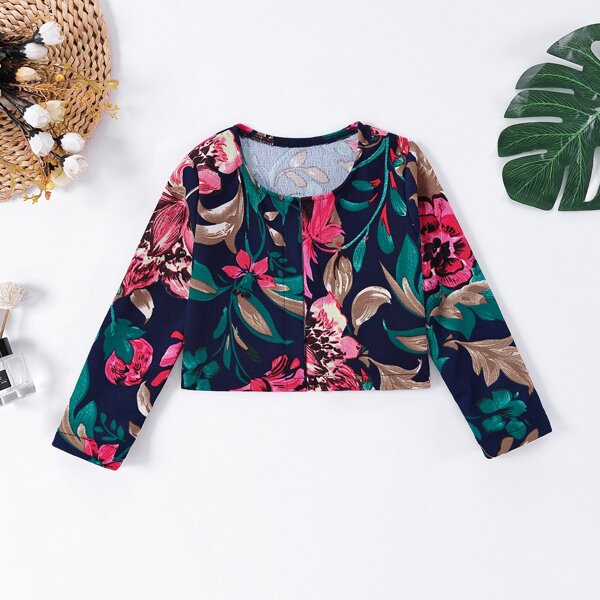 

Toddler Girls Floral Print Crop Jacket, Multicolor