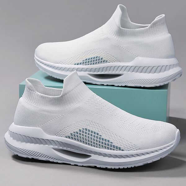 

Minimalist Knit Detail Sock Sneakers, White