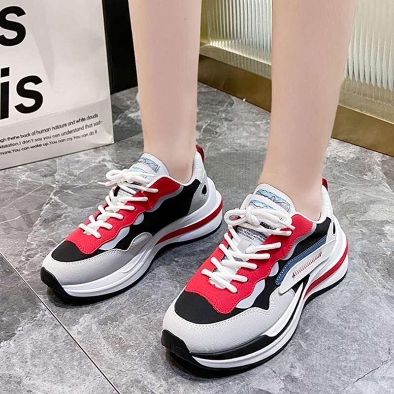 

Colorblock Lace-up Front Sneakers, Black