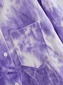 Áo cánh Gái Túi Nút phía trước Cà vạt nhuộm Giải trí - Màu Lilac Tím - Xem 3