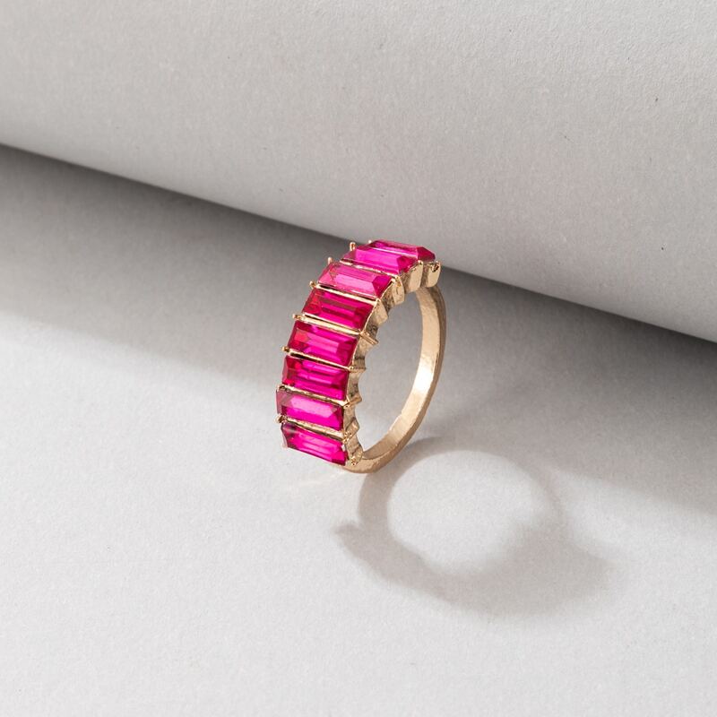 

Rhinestone Decor Ring, Hot pink