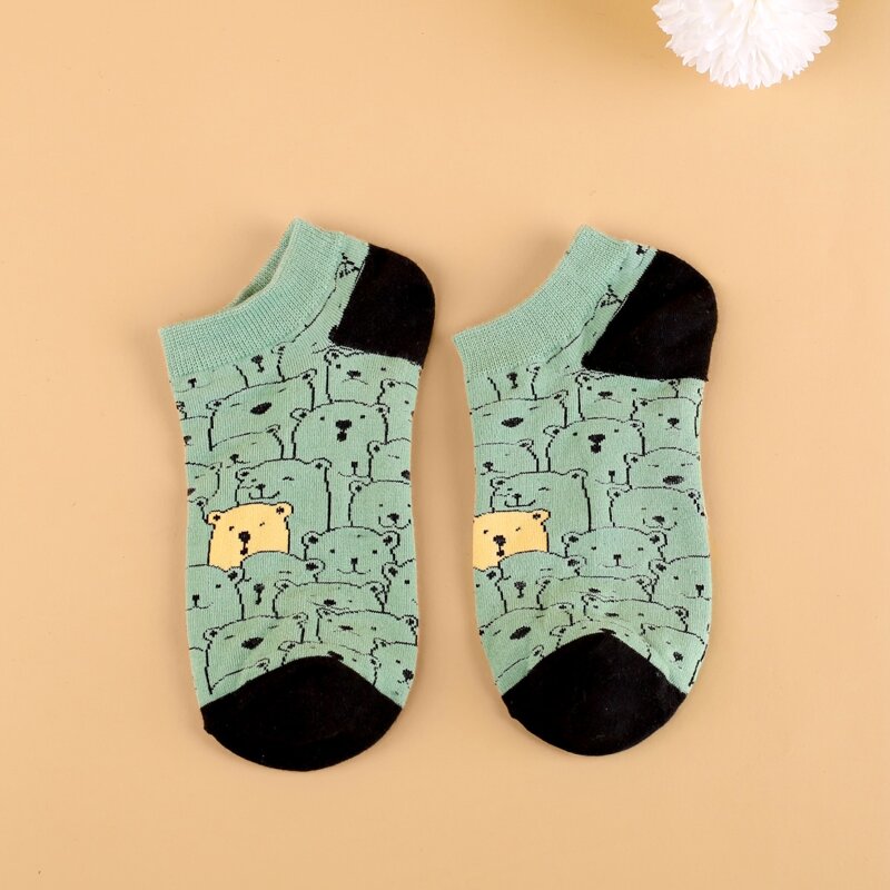 

Cartoon Graphic Ankle Socks, Green