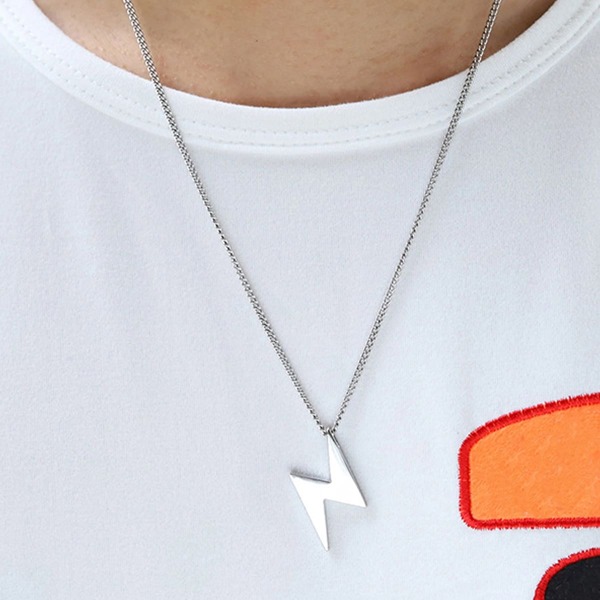 

Men Lightning Charm Necklace, Silver
