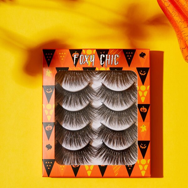 

5pairs Halloween Volumized False Eyelashes, Black