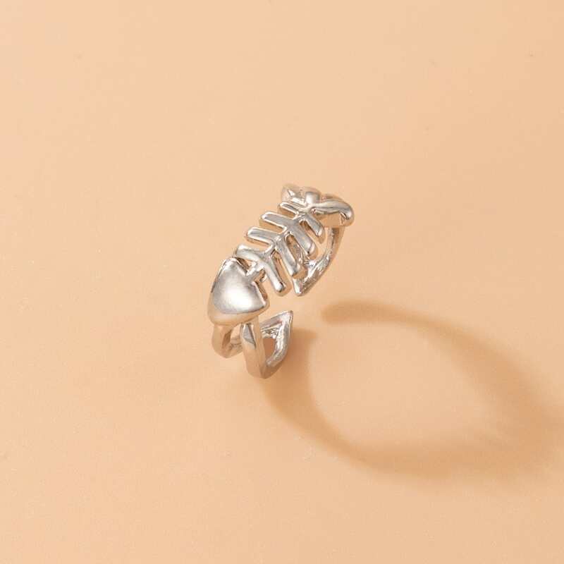 

Fish Bone Design Ring, Silver