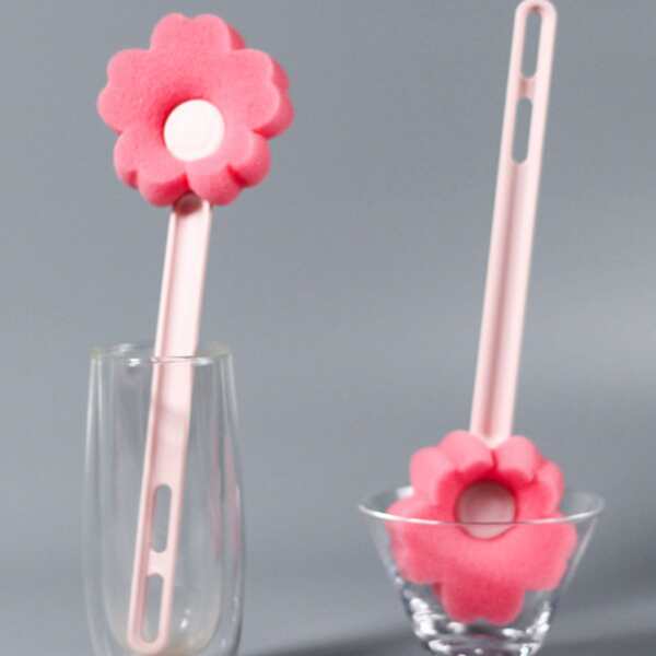 

1pc Flower Shaped Cup Brush, Pink