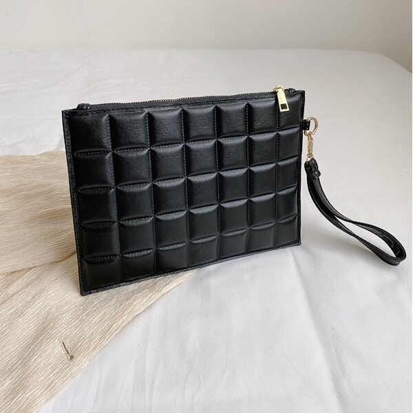 

Minimalist Quilted Clutch Bag, Black