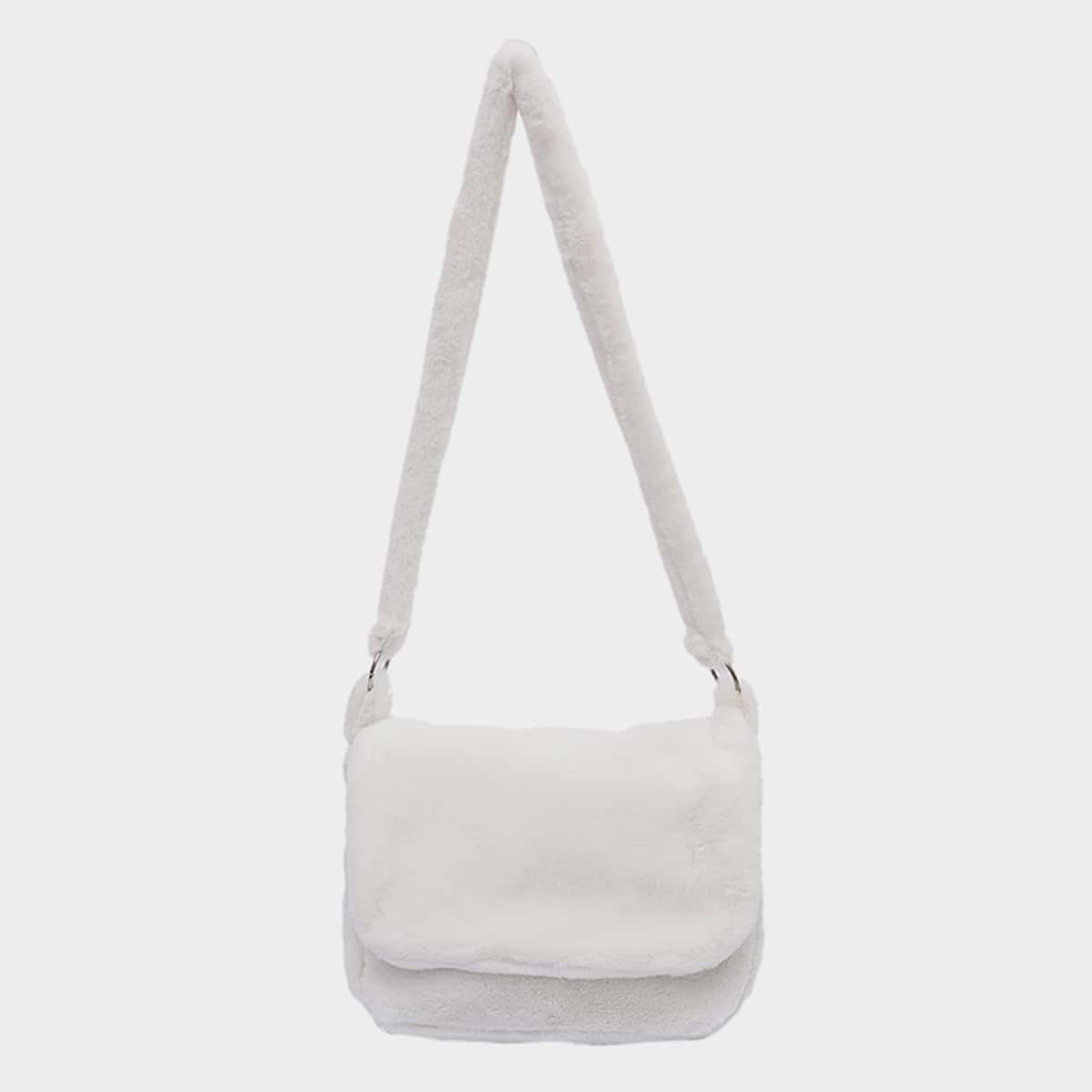 

Fluffy Crossbody Bag, White