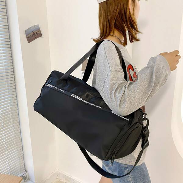 

Letter Graphic Large Capacity Duffle Bag, Black