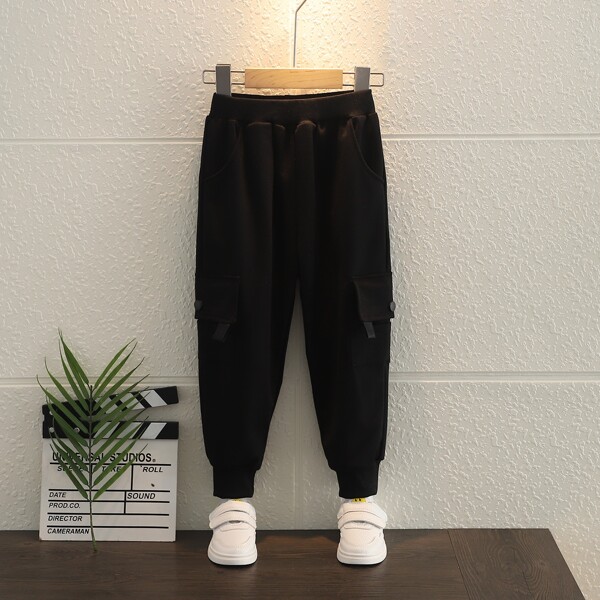 

Toddler Boys Flap Pocket Side Sweatpants, Black