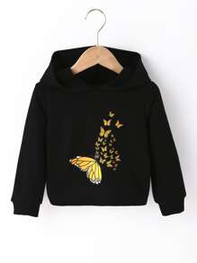 Áo nỉ in hình bướm cho bé gái - màu đen - Xem 1