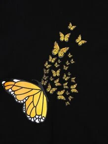 Áo nỉ in hình bướm cho bé gái - màu đen - Xem 7