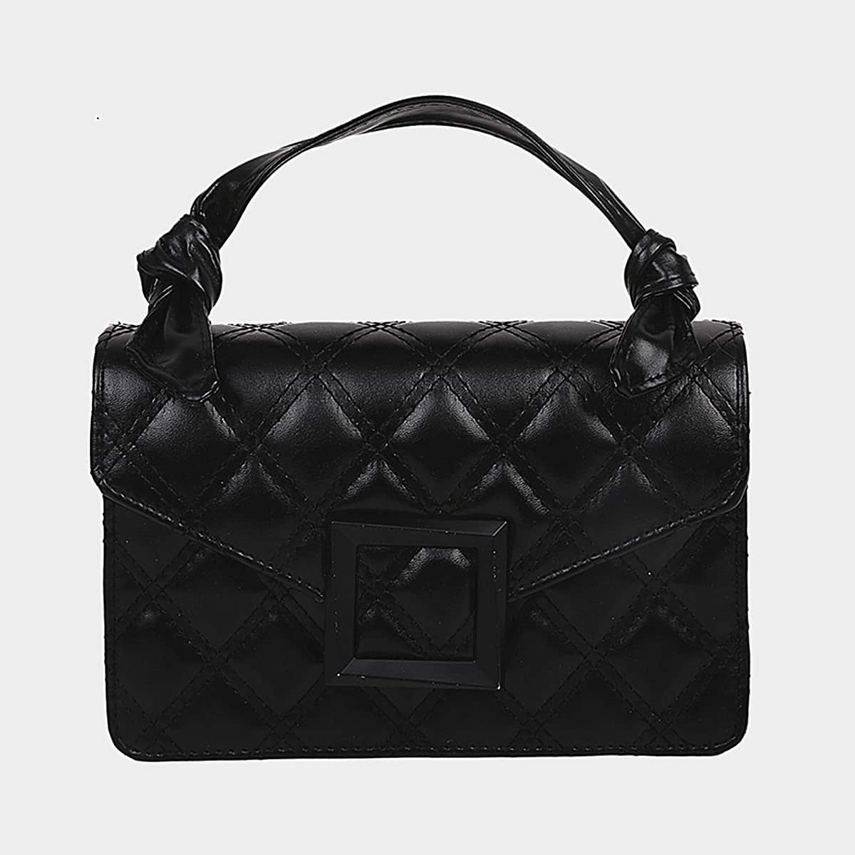 

Quilted Satchel Bag, Black