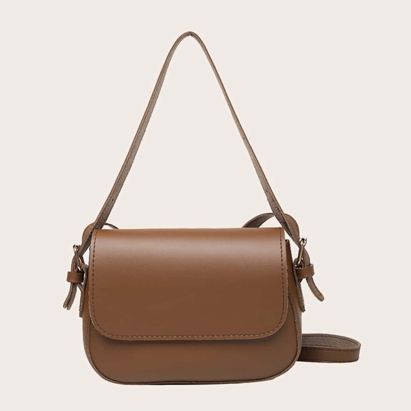 

Minimalist Buckle Decor Shoulder Bag, Brown