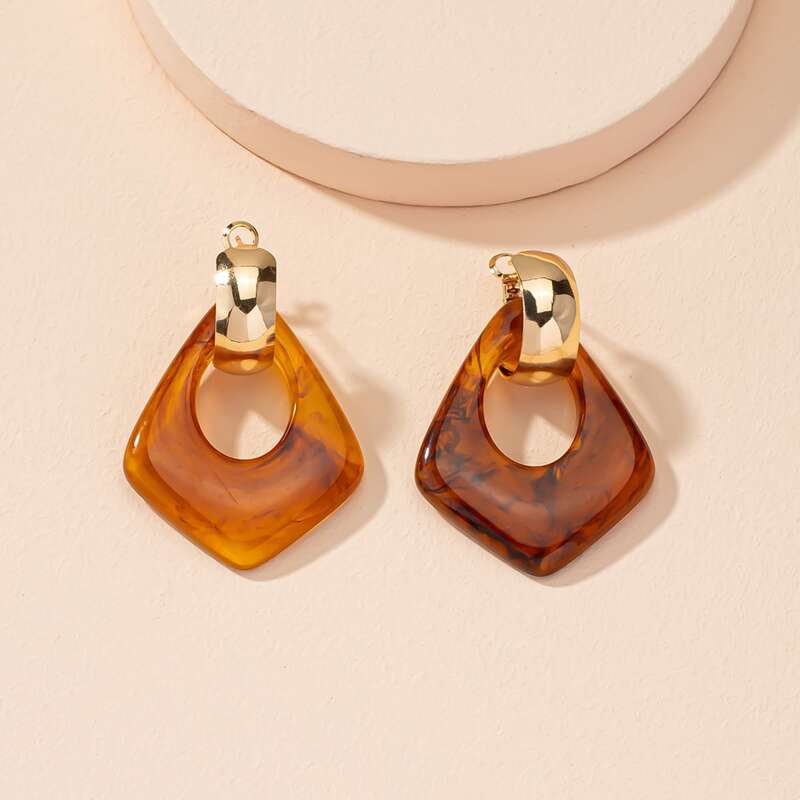

Geo Drop Earrings, Brown