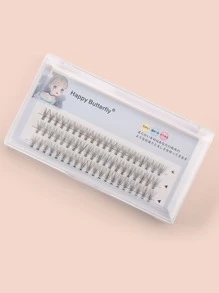 Happy Butterfly 1 caja de hermosas pestañas individuales en racimo, injerto de volumen 3D, pestañas postizas, extensión de pestañas, paquete Individual - Negro - Ver 1