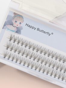 Happy Butterfly 1 caja de hermosas pestañas individuales en racimo, injerto de volumen 3D, pestañas postizas, extensión de pestañas, paquete Individual - Negro - Ver 2