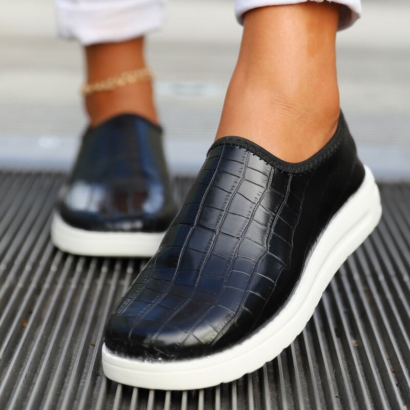 

Croc Embossed Slip-on Sneakers, Black