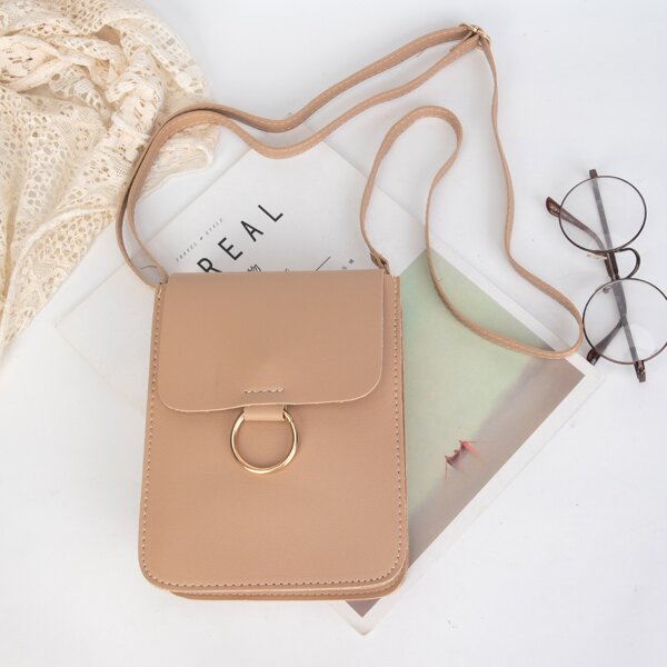 

Minimalist Flap Phone Bag, Apricot