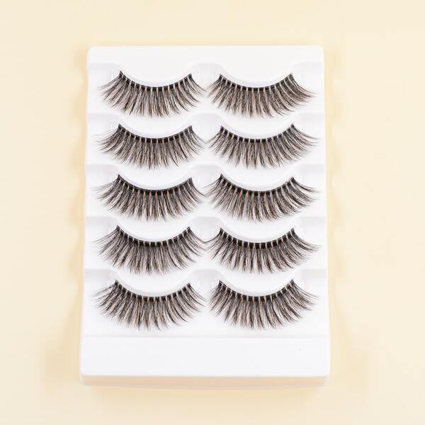 

5pairs Extra Long False Eyelashes, Black