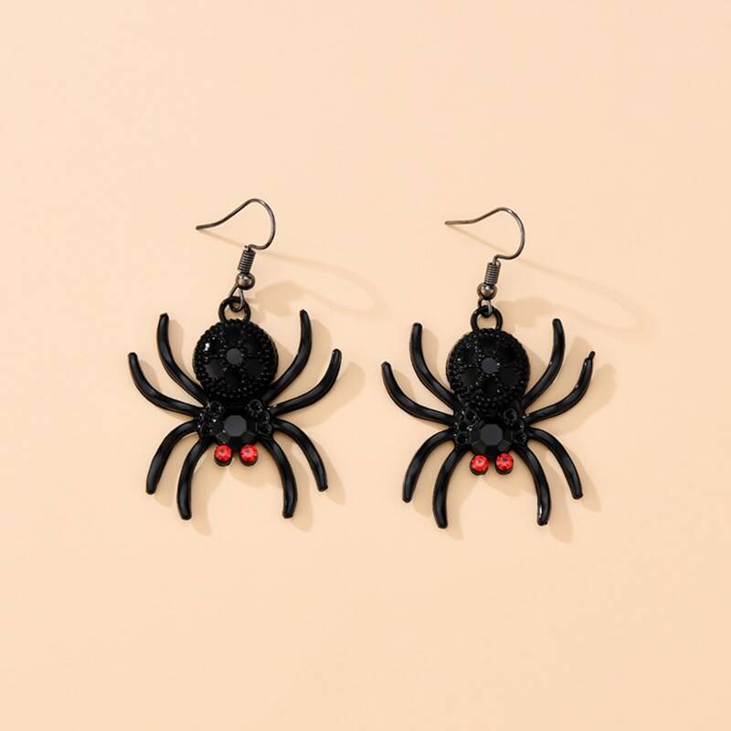 

Spider Drop Earrings, Black