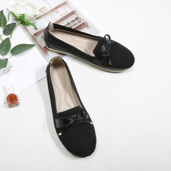 

Minimalist Bow Decor Ballet Flats, Black