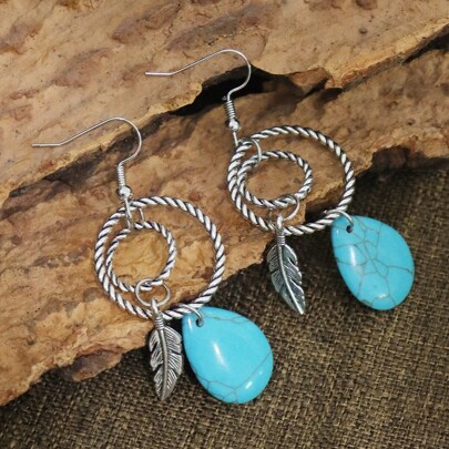 Turquoise Water Drop Decor Earrings