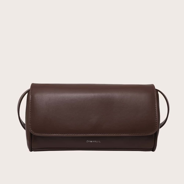 

Minimalist Flap Baguette Bag, Chocolate brown
