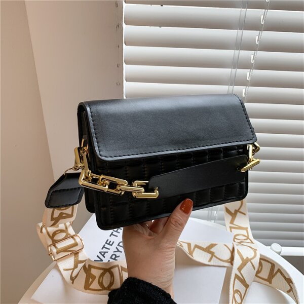 

Quilted Flap Crossbody Bag, Black