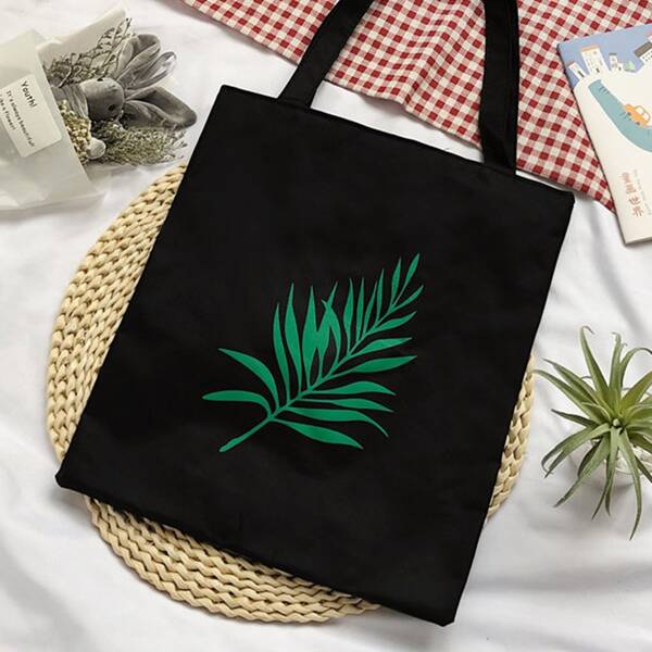 

Leaf Graphic Shopper Bag, Black