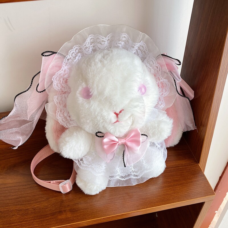 

Fluffy Rabbit Crossbody Bag, Pink