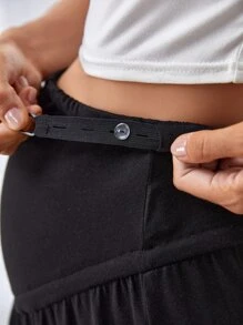 SHEIN 孕婦高腰打結長褲 - 黑色 - 查看 3