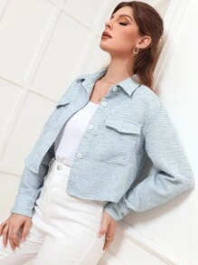 Mulvari Abrigo con doble bolsillo con solapa tweed - Celeste - Ver 1