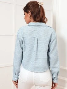 Mulvari Abrigo con doble bolsillo con solapa tweed - Celeste - Ver 2