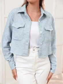 Mulvari Abrigo con doble bolsillo con solapa tweed - Celeste - Ver 5