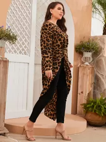 Modelyn Casual Luipaard Grote maat blouse Asymmetrisch Twist