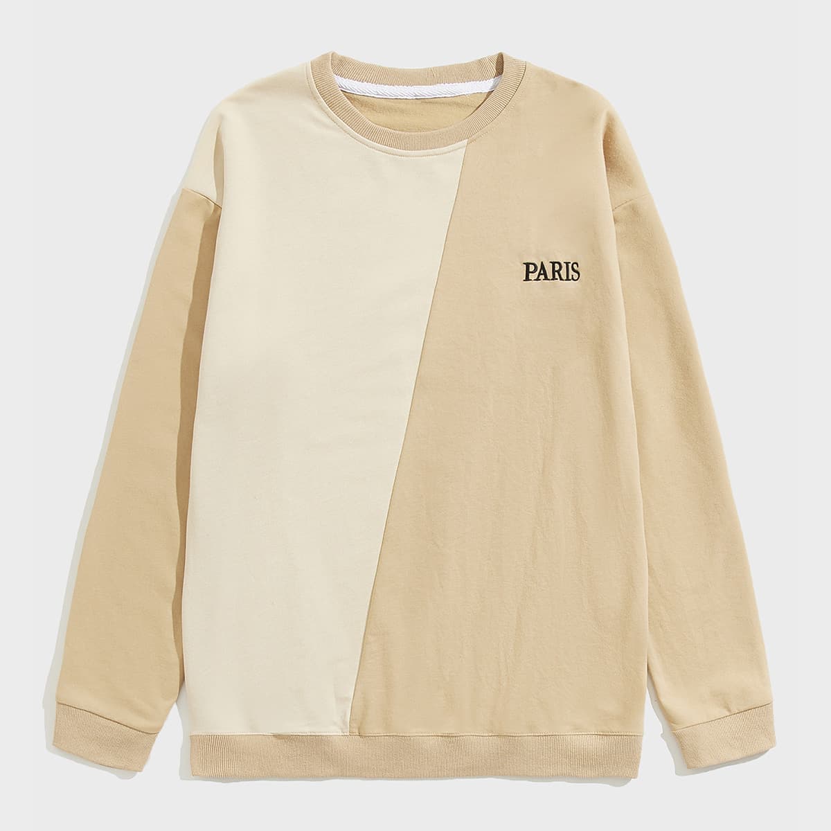 

Guys Letter Embroidery Colorblock Sweatshirt, Multicolor