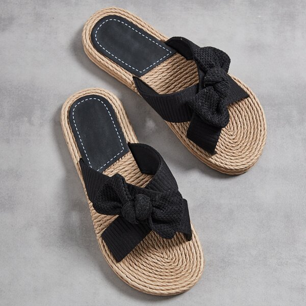 

Minimalist Bow Decor Slides, Black