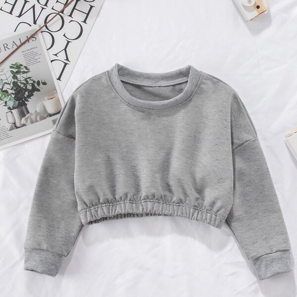 

Toddler Girls Solid Drop Shoulder Sweatshirt, Grey