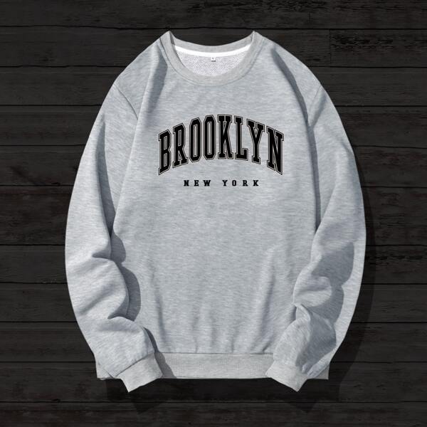 

Men Letter Graphic Sweatshirt, Grey