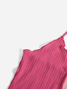SHEIN EZwear Lettuce Trim Halter Top - Multicolor - View 4