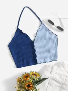 Muchica Top halter ribete en forma de lechuga - Azul - Ver 1