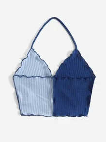 Muchica Top halter ribete en forma de lechuga - Azul - Ver 2