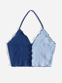 Muchica Top halter ribete en forma de lechuga - Azul - Ver 4