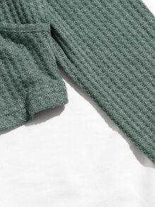 SHEIN Unity 交叉領華夫格針織短版上衣 - 薄荷綠 - 查看 5