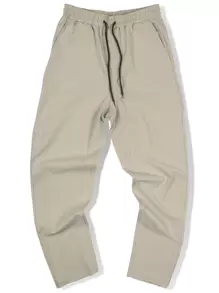 Manfinity Hypemode Pantalones De Hombre Con Cintura Con Cordón Y Corte Holgado Liso - Beis - Ver 3
