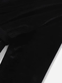 مجموعات بيجامة نسائية بشريط متاين الصاف كاجوال - الأسود - مشاهدة 5