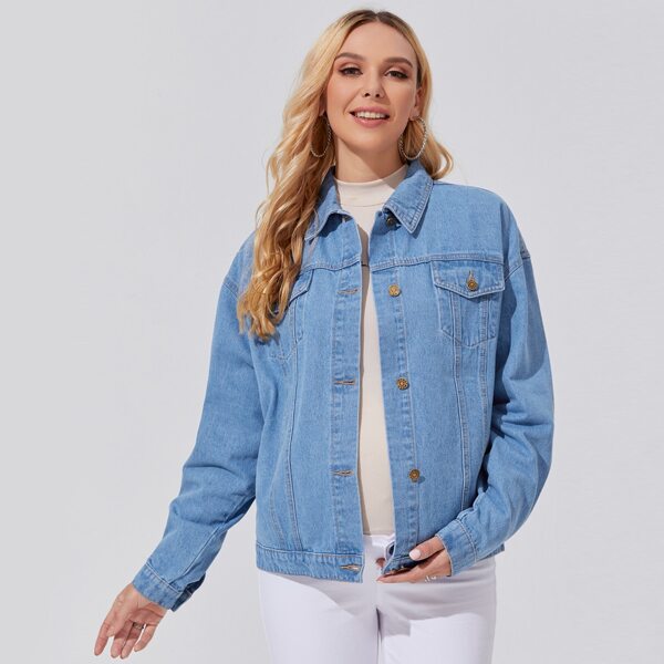 

Maternity Flap Pocket Drop Shoulder Denim Jacket, Medium wash