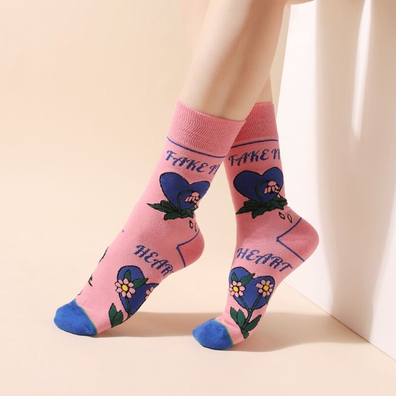 

Letter Graphic Crew Socks, Multicolor
